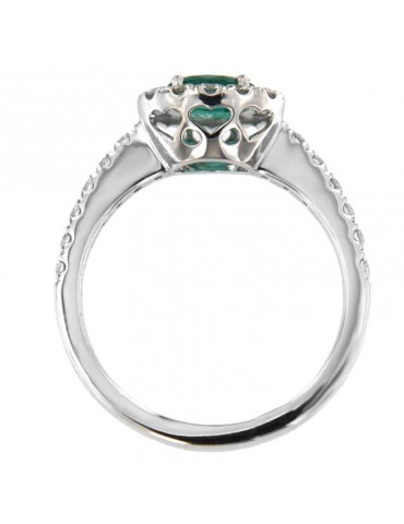 Anello Picca Donna - in Oro Bianco con Smeraldo e Diamanti Naturali - 0 2