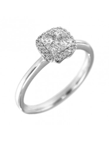 Anello Picca Fantasia Donna - in Oro Bianco con Diamanti Naturali - 0