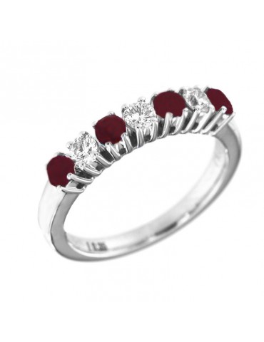 Anello Picca Donna - in Oro Bianco con Rubini e Diamanti Naturali - 0