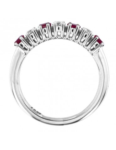 Anello Picca Donna - in Oro Bianco con Rubini e Diamanti Naturali - 0 2