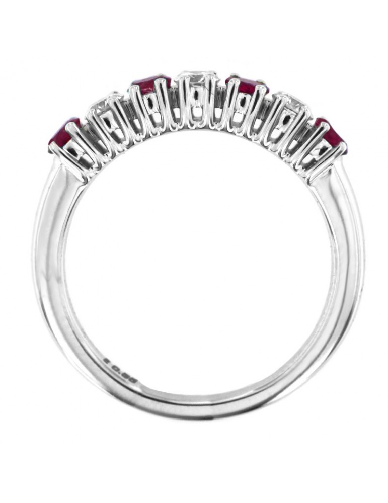 Anello Picca Donna - in Oro Bianco con Rubini e Diamanti Naturali - 0