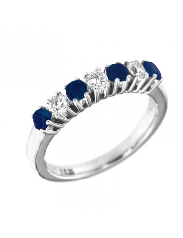 Anello Picca Donna - in Oro Bianco con Zaffiri e Diamanti Naturali - 0