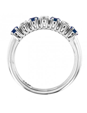 Anello Picca Donna - in Oro Bianco con Zaffiri e Diamanti Naturali - 0 2