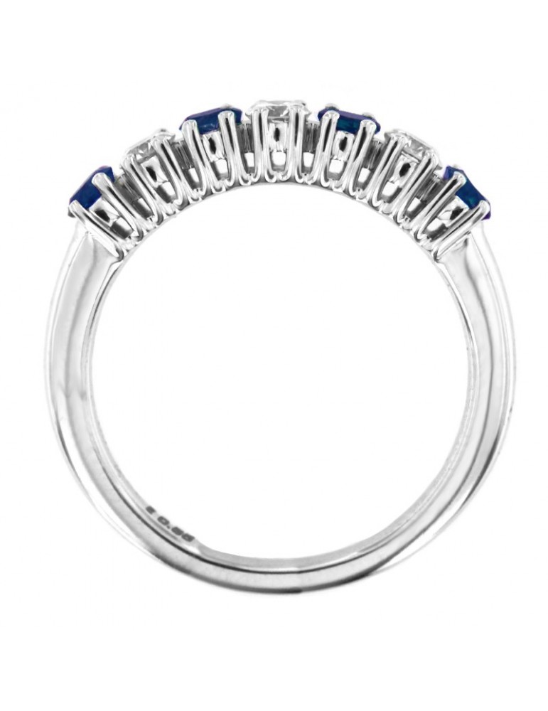 Anello Picca Donna - in Oro Bianco con Zaffiri e Diamanti Naturali - 0