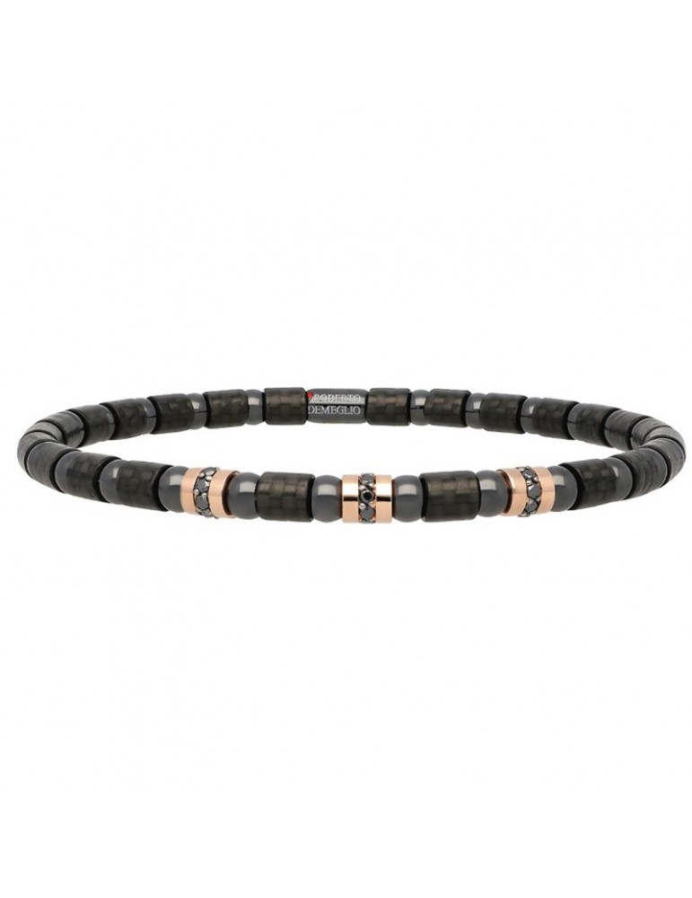 Roberto Demeglio Bracelet - in Carbon and Polished Ceramic with Black Diamonds 0.24 carats - 0