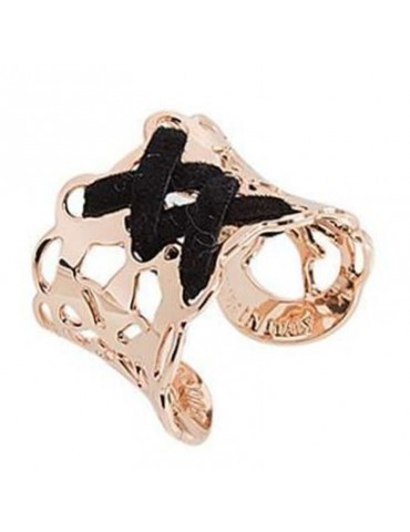 Anello Boccadamo -  Corsetto - Rosè Gold - Alcantara® Nera - XAN033RS