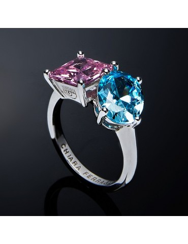Ring Chiara Ferragni Woman - Princess Rainbow Silver with Pink and Blue Zircons - 12 - 0