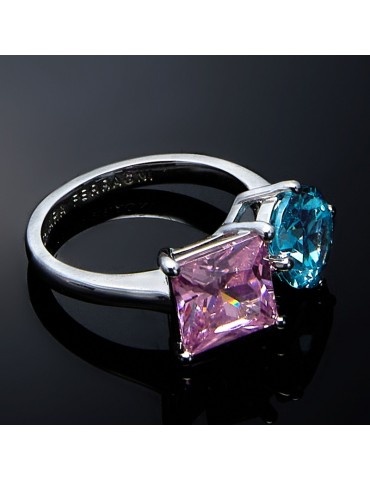 Ring Chiara Ferragni Woman - Princess Rainbow Silver with Pink and Blue Zircons - 12 - 0 2