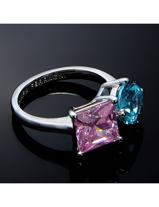 Ring Chiara Ferragni Woman - Princess Rainbow Silver with Pink and Blue Zircons - 14 - 0