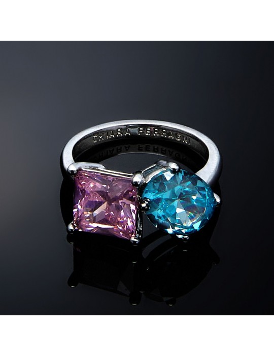 Ring Chiara Ferragni Woman - Princess Rainbow Silver with Pink and Blue Zircons - 14 - 0