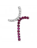 Chirico Pendant - in White Gold with Diamonds and Rubies - 0