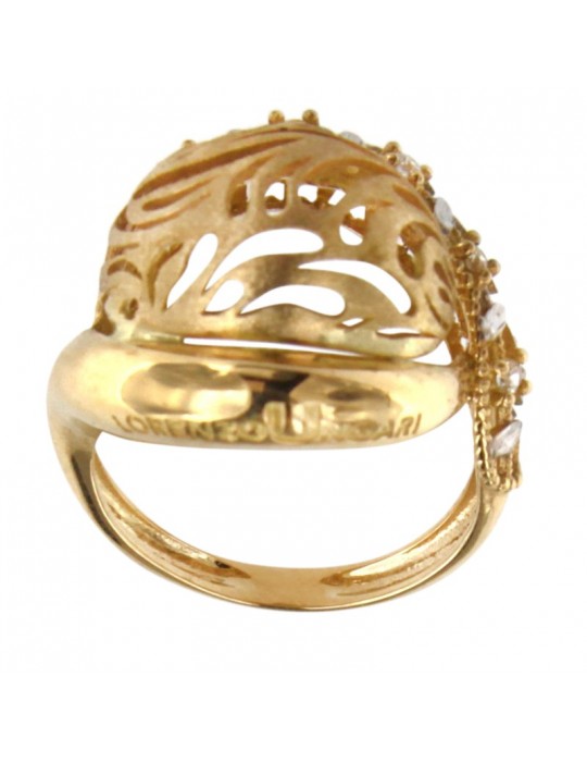 Lorenzo Ungari Woman's Ring - Stardust in 18K Yellow Gold with White Zircons - 0