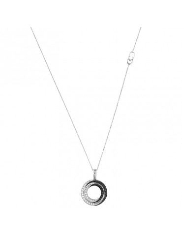 Chimento Woman's Necklace - 18 carat White Gold with Pendant with White and Black Diamonds - 0