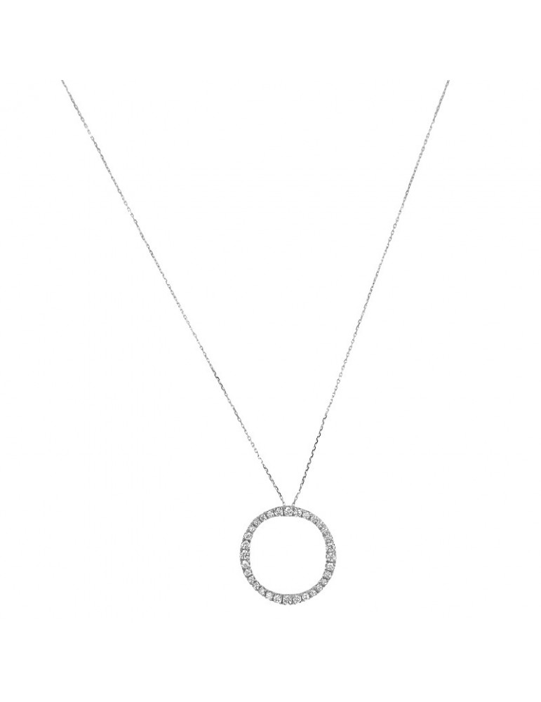 Chimento Woman's Necklace - in 18k White Gold with Round Pendant and 0.82 carat Natural Diamonds - 0