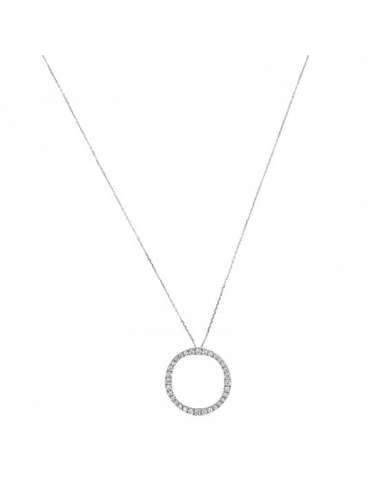 Chimento Woman's Necklace - in 18k White Gold with Round Pendant and 0.82 carat Natural Diamonds - 0