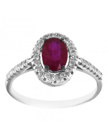 Davite & Delucchi Woman Ring - Rosette in 18k White Gold with Natural Diamonds and Ruby 0.90 ct - 0 2