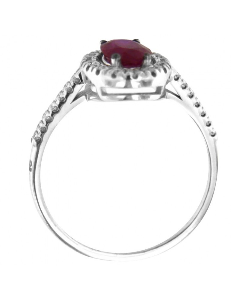 Davite & Delucchi Woman Ring - Rosette in 18k White Gold with Natural Diamonds and Ruby 0.90 ct - 0