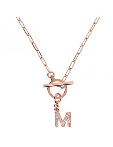 Bronzallure Women's Necklace - Letter M - White Zircons -WSBZ01934M