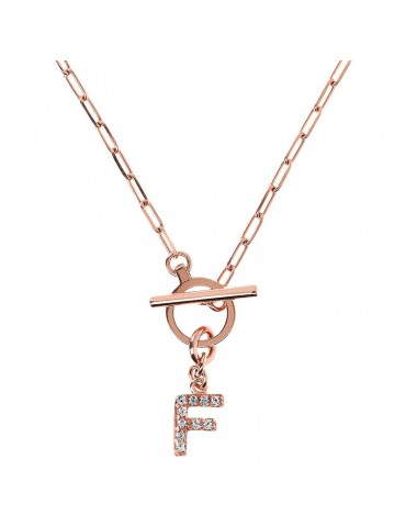 Collana Bronzallure da Donna - Lettera F - Zirconi Bianchi -WSBZ01934F