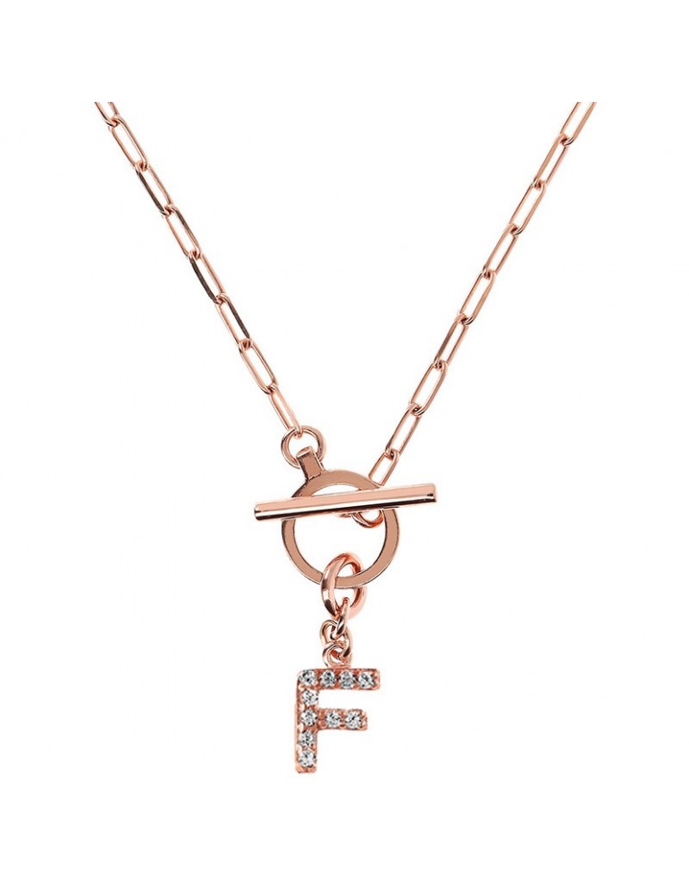 Collana Bronzallure da Donna - Lettera F - Zirconi Bianchi -WSBZ01934F