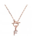 Bronzallure Women's Necklace - Letter F - White Zircons -WSBZ01934F