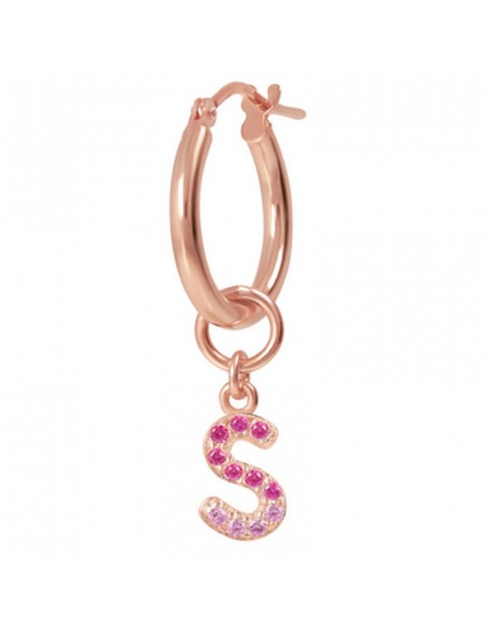 Bronzallure Mono Earring-in Circle-Letter S- Crystals-WSBZ01932.S.RED
