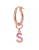 Bronzallure Mono Earring-in Circle-Letter S- Crystals-WSBZ01932.S.RED