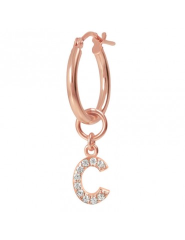 Bronzallure Mono Earring - Circle - Letter C-Crystals-WSBZ01932.C