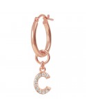 Bronzallure Mono Earring - Circle - Letter C-Crystals-WSBZ01932.C