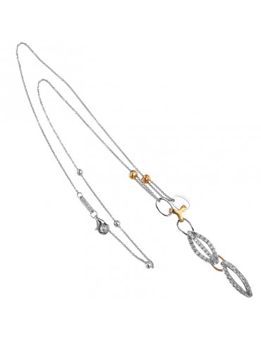 Chimento Woman's Necklace - in 18k White Gold with Double Oval Pendant and Natural Diamonds 0,62 carats - 0 2