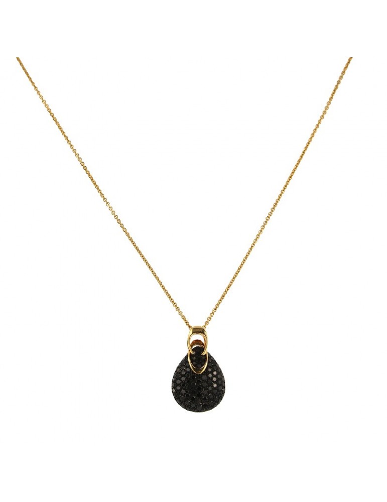 Chimento Woman Necklace - in 18k Yellow Gold with Teardrop Pendant and Black Diamonds 2.23 carats - 0