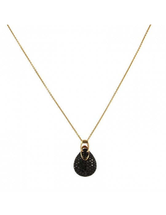 Chimento Woman Necklace - in 18k Yellow Gold with Teardrop Pendant and Black Diamonds 2.23 carats - 0