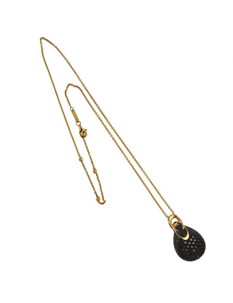 Chimento Woman Necklace - in 18k Yellow Gold with Teardrop Pendant and Black Diamonds 2.23 carats - 0