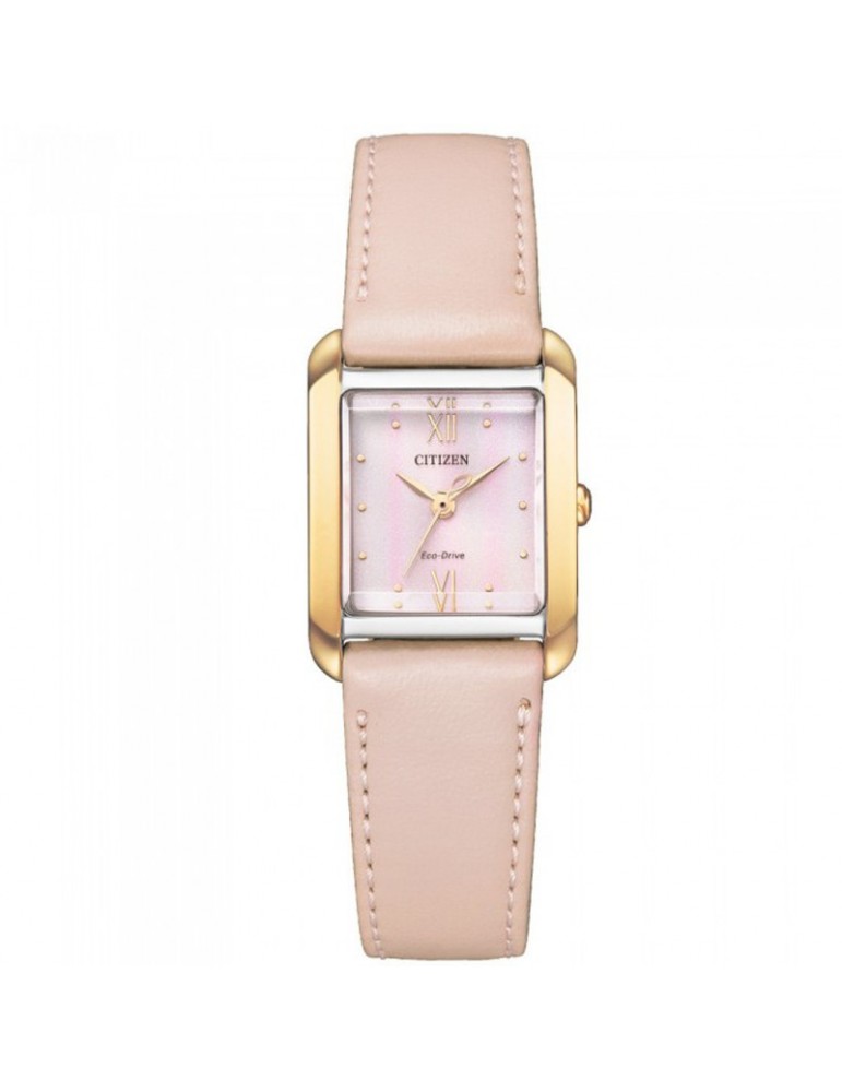 Citizen Woman's Watch - Square Eco-Drive 21x28mm Pink - with Free Strap - 0