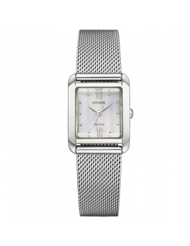 Citizen Woman's Watch - Square Eco-Drive 21x28mm Silver - with Free Strap - 0