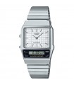 Casio Unisex Watch - Vintage Edgy Multifunction with Analog and Digital Dial 32mm Silver