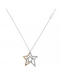 Chimento Woman's Necklace - in 18k White Gold with Bicolor Star Pendant and 0.26 Carat Natural Diamonds - 0