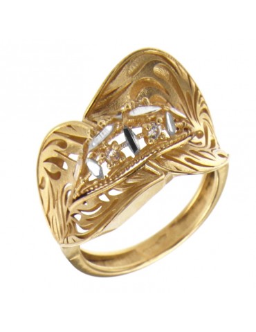 Lorenzo Ungari Woman's Ring - Stardust in 18K Yellow Gold with White Zircons - 0