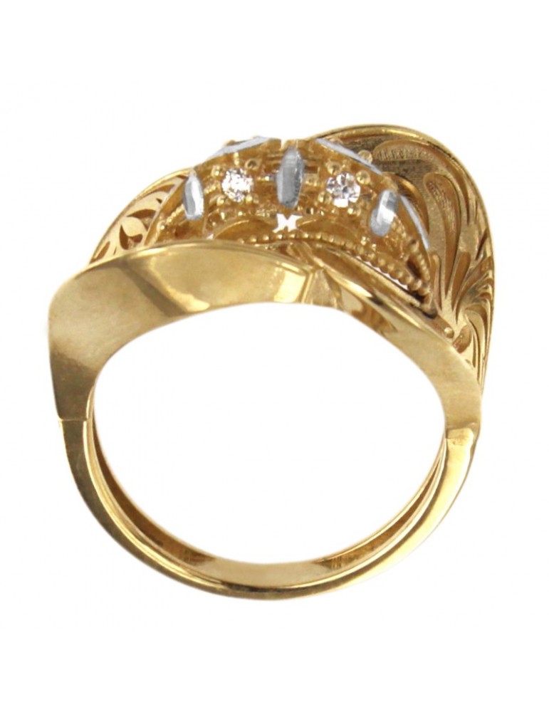 Lorenzo Ungari Woman's Ring - Stardust in 18K Yellow Gold with White Zircons - 0