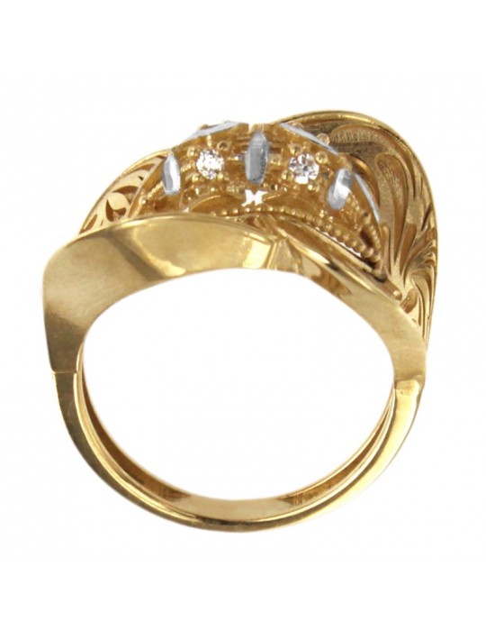 Lorenzo Ungari Woman's Ring - Stardust in 18K Yellow Gold with White Zircons - 0