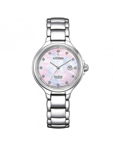 Citizen Woman's Watch - Lady Eco-Drive 32mm Super Titanium Mother of Pearl with Natural Diamonds - 0