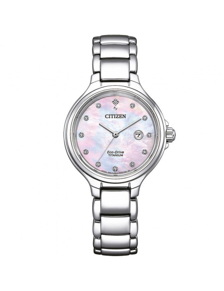 Citizen Woman's Watch - Lady Eco-Drive 32mm Super Titanium Mother of Pearl with Natural Diamonds - 0