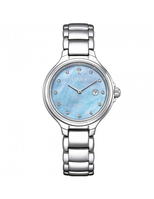Citizen Woman's Watch - Lady Eco-Drive 32mm Super Titanium Blue Nacre with Natural Diamonds - 0