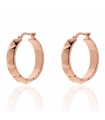 Unoaerre Women's Earrings - Classic Bronze Circle with Rose Gold Relief Pyramids
