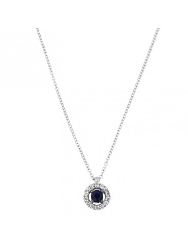 Buonocore Woman Necklace - in White Gold with Diamonds and Sapphire - 0