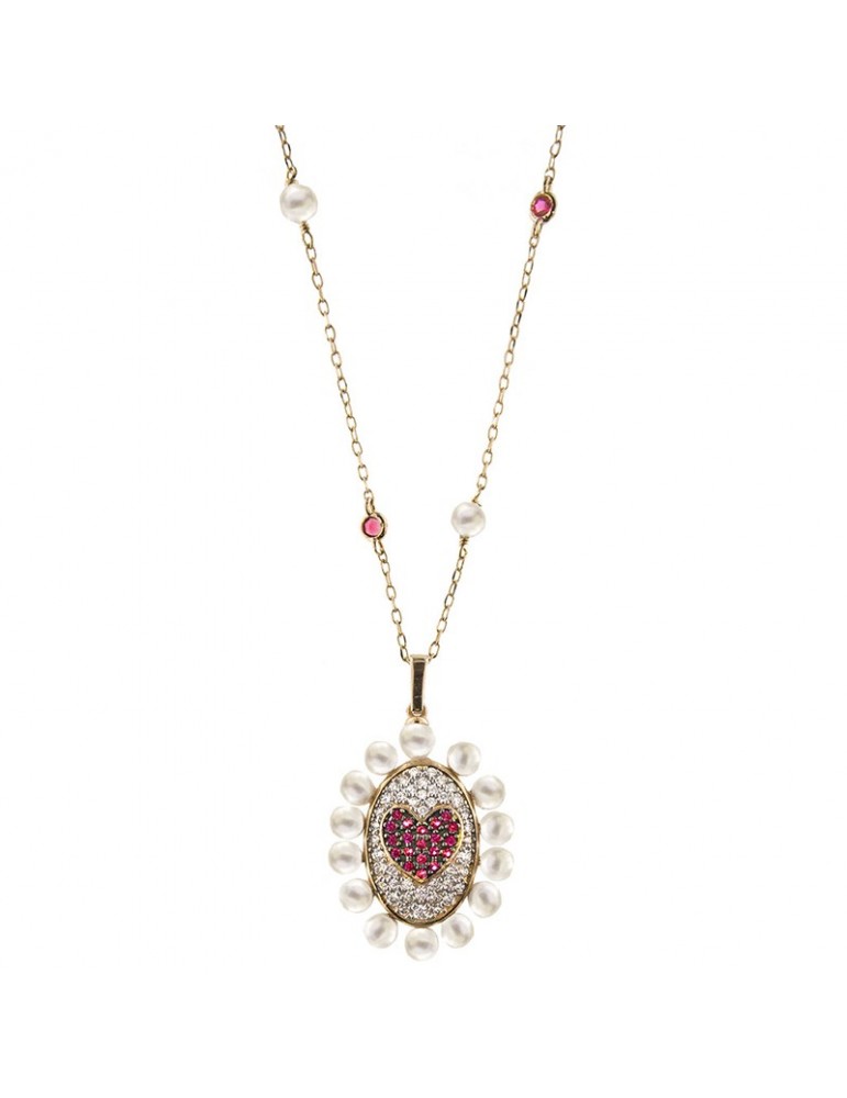 Rue Des Mille Necklace - Galactica - Pendant -Zircons-Pearls-CLZ013M1AU