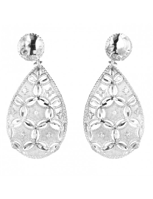 Lorenzo Ungari Woman's Earrings - Star Dust Drop in 18K White Gold with White Zircons - 0