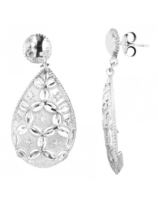 Lorenzo Ungari Woman's Earrings - Star Dust Drop in 18K White Gold with White Zircons - 0