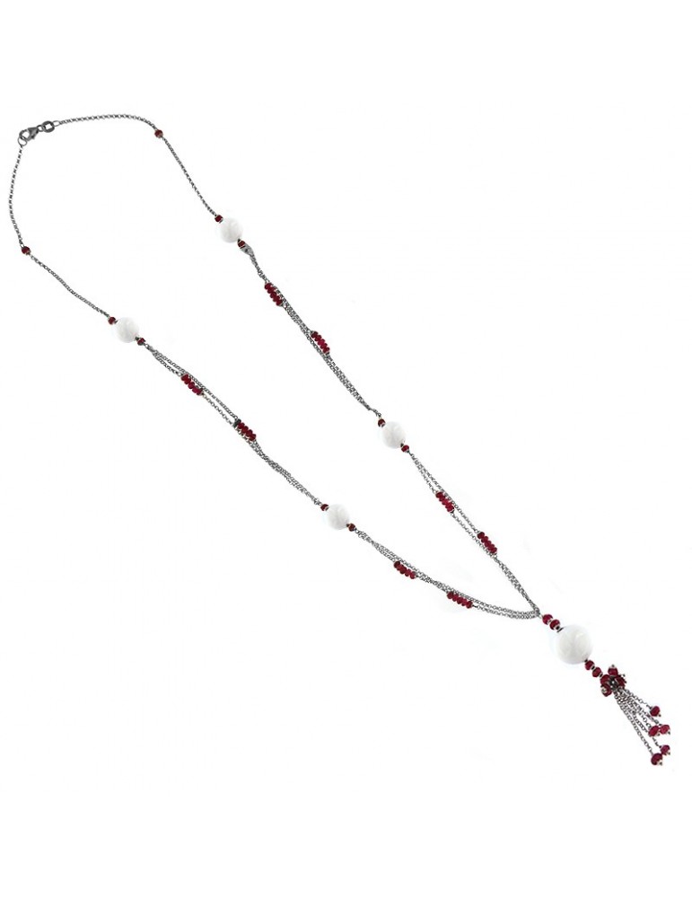 Chirico necklace with white agate for woman - 0