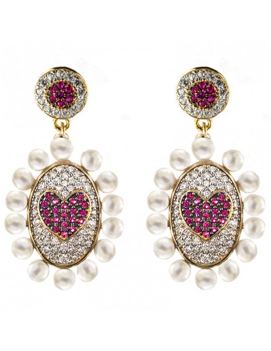 Rue Des Mille Earrings - Galactica -Pendants-Zircons-Pearls-ORZ013M5AU